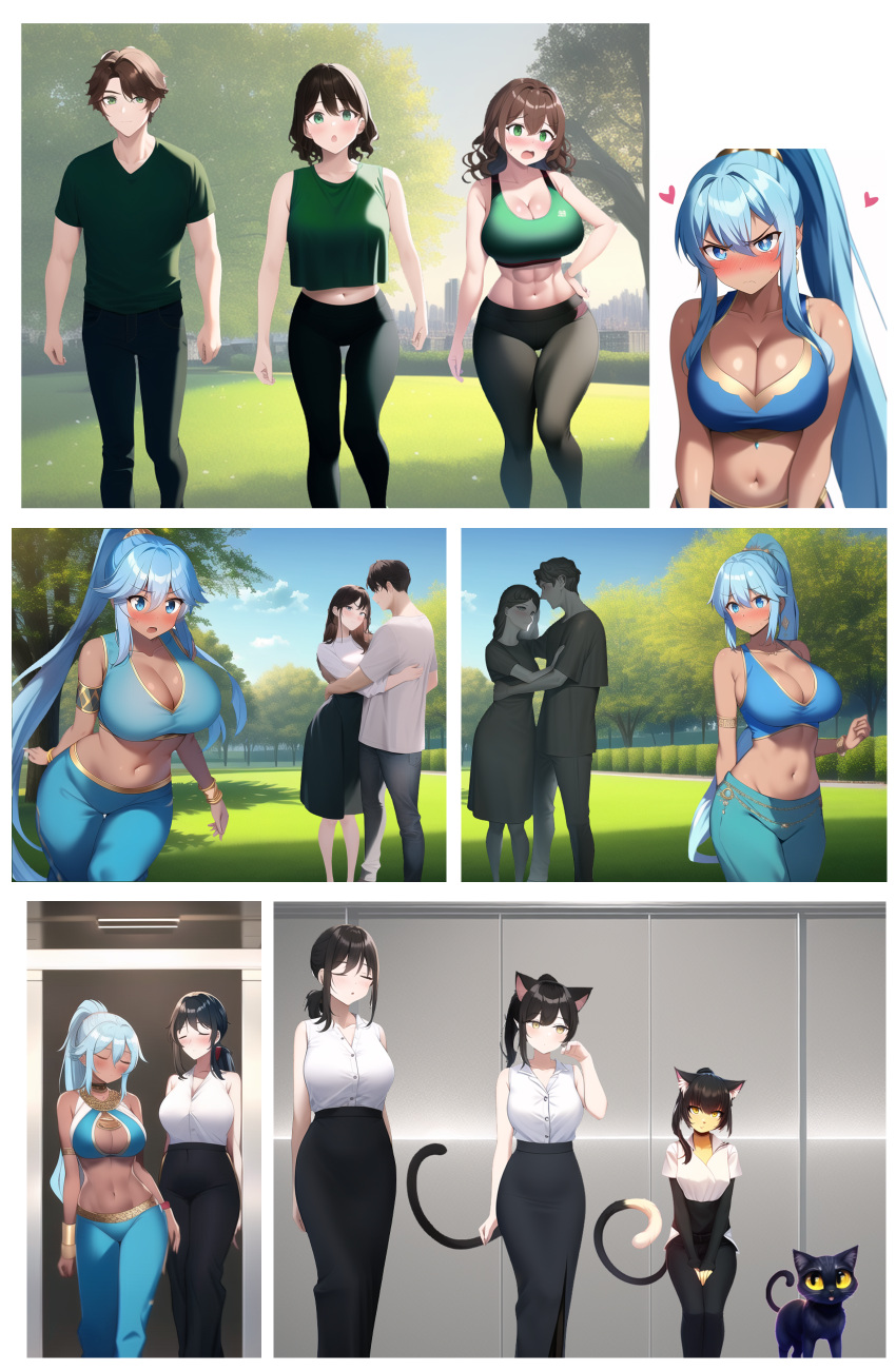 ai_generated comic dark-skinned_female djinn female genie genie_girl huge_ass huge_breasts human_to_feral male midriff mrdomino-tg mtf_transformation navel race_swap story_at_source thick_thighs transformation transformation_sequence wide_hips