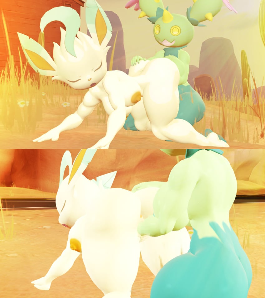 3d anthro anus areola ass closed_eyes dark_areola desert detrun digital_media_(artwork) duo eeveelution female female/female fisting generation_4_pokemon generation_5_pokemon genitals hi_res leafeon maractus nintendo on_ground open_mouth penetration pokemon pokemon_(species) pussy source_filmmaker_(artwork) spikes spikes_(anatomy) sun vaginal_fisting vaginal_penetration