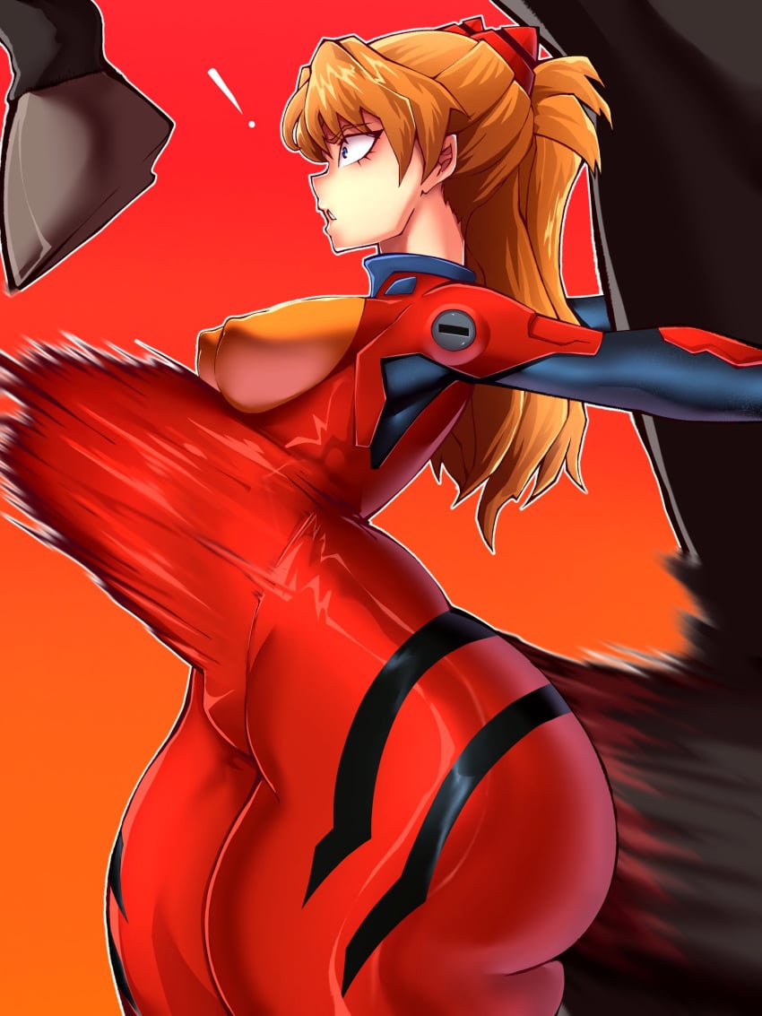 ass_bigger_than_head asuka_langley_sohryu belly_bulge concerned exclamation_point horse huge_ass huge_balls huge_cock larger_male looking_back medium_breasts neon_genesis_evangelion orange_hair penpen_(artist) plugsuit questionable_consent sex_through_clothes skintight skintight_bodysuit smaller_female tummy_bulge zoophilia zoophilia