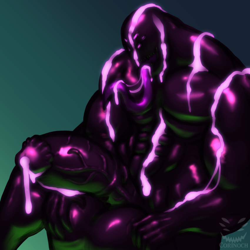 anthro balls big_balls big_muscles big_penis bodily_fluids corinoch corinoch_(artist) cum excessive_cum genital_fluids genitals glistening glistening_body glowing glowing_cum goo_creature hi_res huge_balls huge_cock huge_muscles hyper hyper_balls hyper_genitalia hyper_muscles hyper_penis long_tongue male medial_ring monster multi_pec muscular penis purple_body solo tongue unusual_cum unusual_genitalia unusual_penis vein veiny_penis