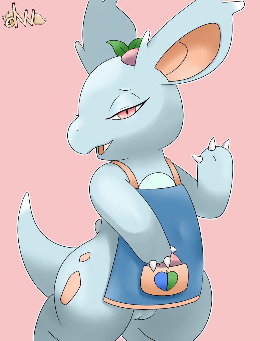 1girls 2019 anthro anthrofied apron apron_only bedroom_eyes berry bottom_heavy clothing female flat_chest food fruit gesture half-closed_eyes hi_res looking_at_viewer mammal mostly_nude nidorina nintendo open_mouth original_character plant pokémon_(species) pokemon pokemon_mystery_dungeon pokemon_rgby pussy reallydarkandwindie rodent scalie seductive shortstack simple_background solo tail text tongue video_games wanderlust waving