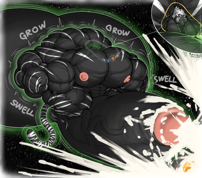 2024 anthro balls balls_expansion big_balls big_bulge big_muscles big_pecs big_penis black_balls black_body black_fur black_penis bodily_fluids bulge cum ejaculation erection excessive_cum excessive_genital_fluids expansion felid fur genital_expansion genital_fluids genitals growth hi_res huge_balls huge_bulge huge_cock huge_muscles huge_pecs hyper hyper_balls hyper_bulge hyper_genitalia hyper_muscles hyper_pecs hyper_penis macro male mammal marvolk muscle_growth muscular nipples nude pantherine pecs penis penis_expansion pink_nipples planet smile solo space stripes sun thick_penis tiger vein veiny_penis white_stripes