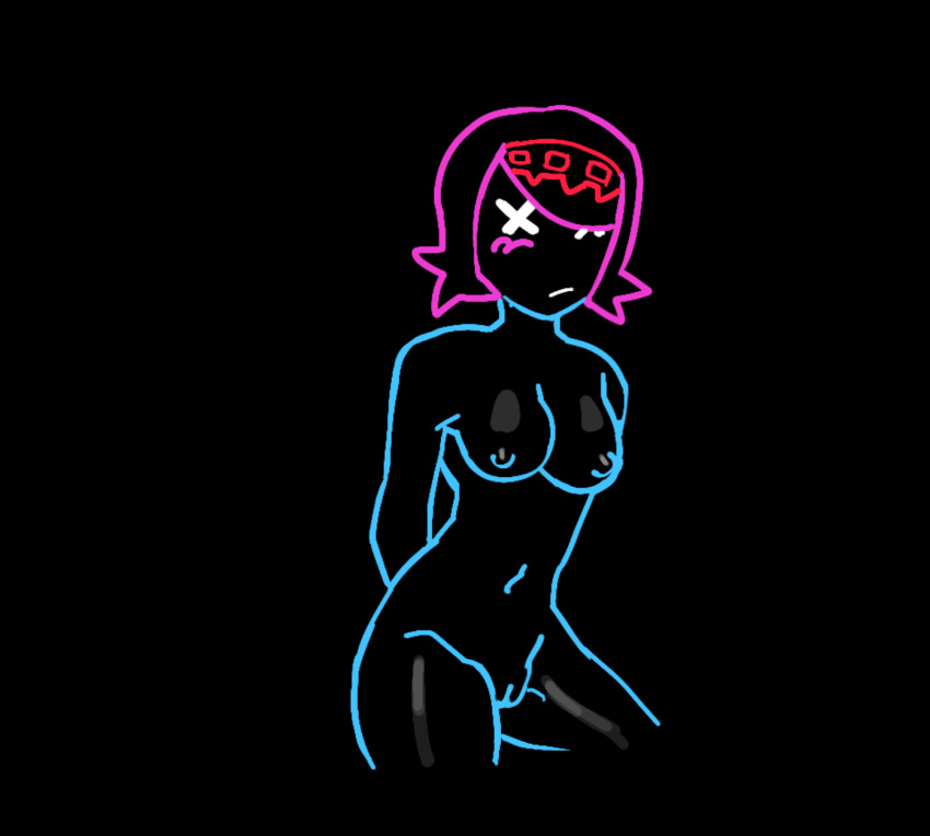 207_(lana_kawaii) breasts female female_only glow lana_kawaii neon_lights pink_hair