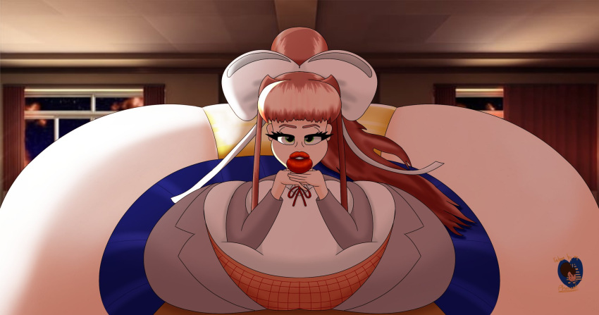 big_ass big_breasts breasts bubble_butt cleavage doki_doki_literature_club female huge_ass huge_breasts justin_(user3345) justin_tattoo_(user3345) monika_(doki_doki_literature_club) thick_thighs user3345 wide_hips