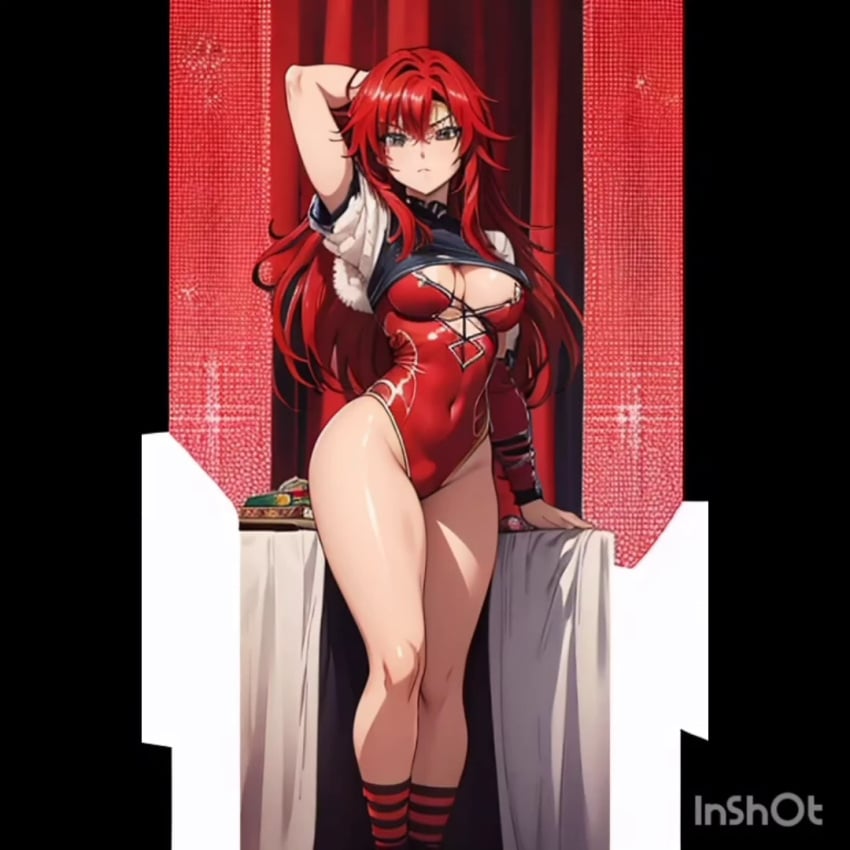 ai_generated big_breasts blue_eyes bodysuit condorenox7 female high_school_dxd red_hair rias_gremory solo_female wrestler wrestling wrestling_outfit wrestling_ring