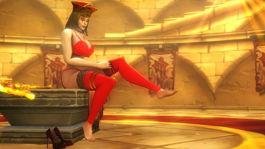 1girls 2019 3d big_breasts blizzard_entertainment bra breasts eastern_kingdoms face_paint female female_only glowing_brightwood_staff hat high_heels human human_priest legs legwear priest_(warcraft) red_eyes red_underwear sally_whitemane scarlet_crusade scarlet_crusade_banner scarlet_crusade_symbol scarlet_monastery sitting stockings thong tirisfal toeless_legwear underwear warcraft white_hair world_of_warcraft zentaeron