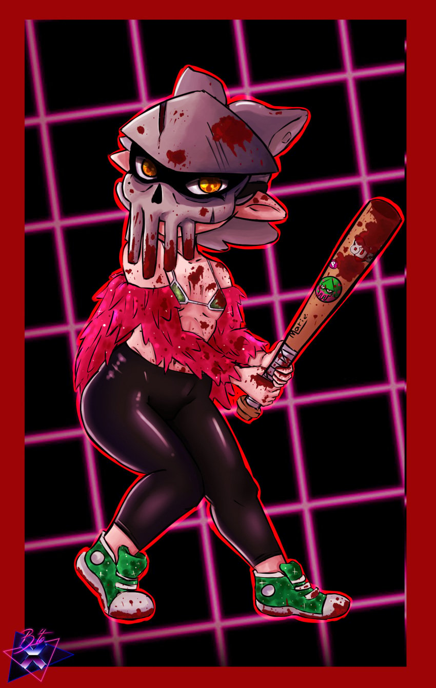 bat blood evil hotline_miami hotline_miami_2 inkling inkling_girl marie_(splatoon) mask neon_grid radiobx short_hair shortstack small_breasts splatoon squid squid_sisters synthwave tagme