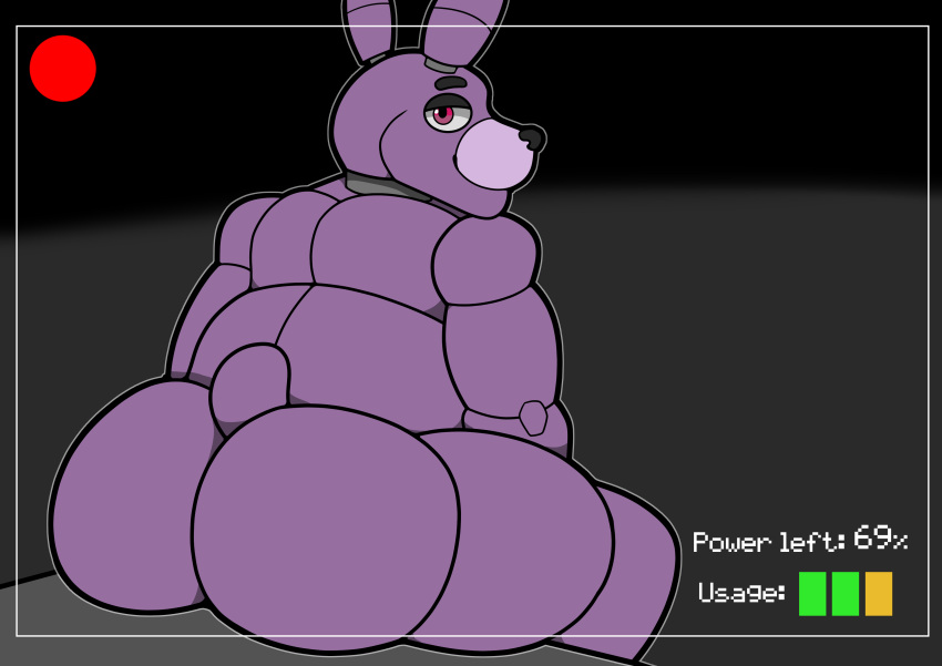 3loy absurd_res animatronic anthro ass ass_focus big_butt bonnie_(fnaf) camera digital_media_(artwork) five_nights_at_freddy's gay hi_res lagomorph leporid looking_at_viewer machine male mammal nude overweight overweight_anthro overweight_male purple_body rabbit red_eyes robot scottgames simple_background smile solo tail thick_thighs wide_hips