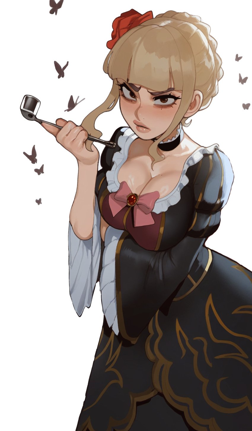 07th_expansion beatrice_(umineko) blonde_female blonde_hair breasts_bigger_than_head brown_eyes giant_breasts loverofthings umineko_no_naku_koro_ni