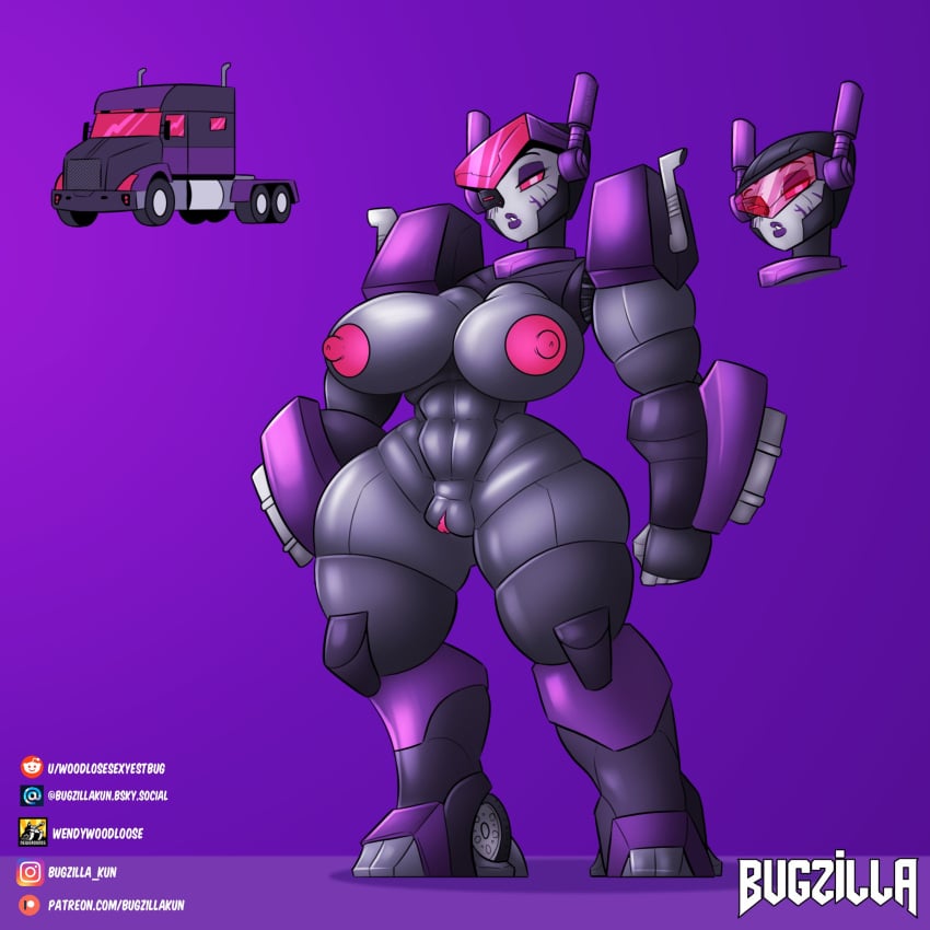 1girls alternate_color bugzilla fan_character female female_only grey_skin naked naked_female nipples nude nude_female oc original_character pink_nipples pink_pussy puffy_nipples purple_background purple_lipstick pussy red_eyes robot robot_girl robot_humanoid simple_background solo solo_female thick_thighs transformers truck vagina