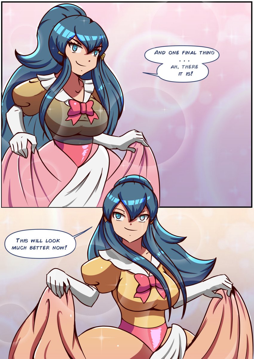 1futa absurd_res after_orgasm ball_gown beforu big_breasts blue_eyes blue_hair breasts bulge bulge_through_clothing changing_color clothes_changed color_change comic comic_page dawn_(pokemon) dialogue dickgirl digital_art digital_drawing_(artwork) digital_media digital_media_(artwork) dress english_text erect_penis erection erection_under_clothes erection_under_clothing erection_under_dress erection_under_skirt flechitas futa_focus futanari futanari_transformation futanarization gender_transformation gown gynomorph hair handwear hi_res human intersex light-skinned_futanari light_skin long_hair mostly_clothed nintendo penis_bulge pokemon princess princess_dress princessification skirt solo_focus speech_bubble standing tenting text text_bubble transformation transformation_sequence transformation_through_magic white_gloves yellow_clothing yellow_dress yellow_glow yellow_skirt