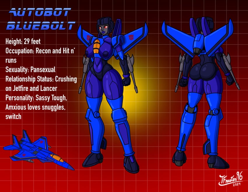 1girls ass blue_lipstick blue_nipples breasts fan_character female female_only fighter_jet jet mechanical_wings medium_breasts naked naked_female nipples nude nude_female oc original_character robot robot_girl robot_humanoid solo solo_female tfmaster96 thick_lips transformers wings