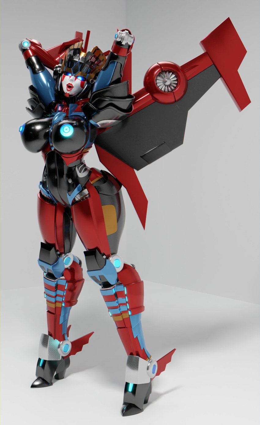 1girls 3d big_breasts black_body blue_eyes blue_nipples breasts busty cosmic_trance female female_only glowing_eyes glowing_nipples high_heels mechanical_wings nipples red_lipstick robot robot_girl robot_humanoid solo solo_female thick_thighs transformers windblade wings