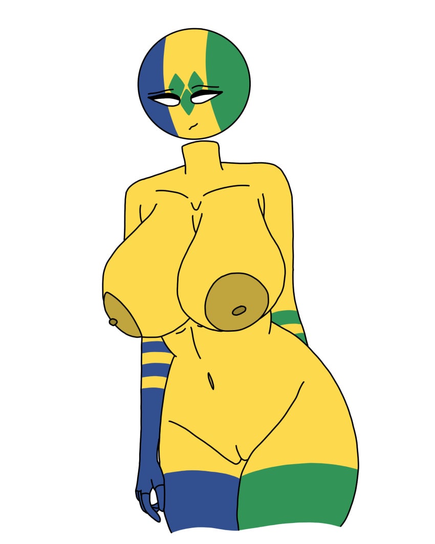 areola areolae ass big_ass big_breasts breasts cleavage countryhumans countryhumans_girl eyebrows eyelashes female female_focus female_only huge_ass huge_breasts human humanoid large_ass large_breasts looking_at_viewer naked naval_artist_(artist) nipples no_bra nude nude_female pussy saint_vincent_and_the_grenadines_(countryhumans) smile solo solo_focus thick_thighs thighs vagina wide_hips yellow_body