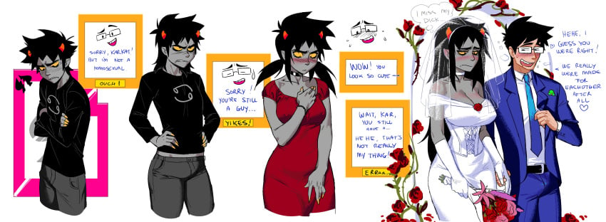 1girls 2boys alien alien_humanoid black_hair black_hair_male blush bottom_surgery breasts bulge clothed clothed_female clothed_male color colored colored_skin dress fake_pussy fake_vagina female female_focus feminization full_color futanari gay gender_transformation grey_skin homestuck homestuck_troll horn horns humanoid implants intersex john_egbert karkat_vantas lacryboy large_breasts male male_focus mtf_transformation penis_cutoff penis_removed plastic_vagina sad short_hair short_hair_male transformation troll unwilling_transformation