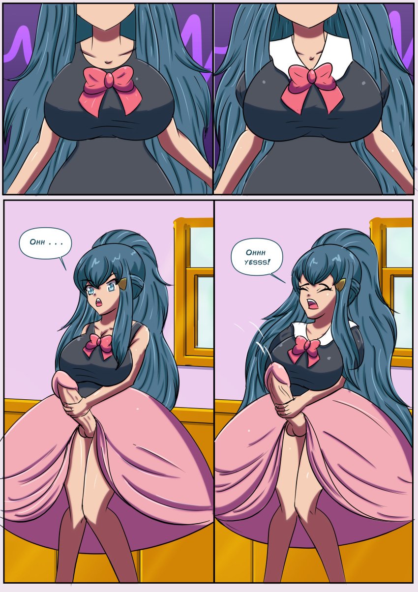 1futa absurd_res balls beforu big_breasts blue_eyes blue_hair bodily_fluids breasts comic comic_page cum cumming cumshot dawn_(pokemon) dialogue dickgirl digital_art digital_drawing_(artwork) digital_media digital_media_(artwork) dress english_text erect_penis erection female_to_futa flechitas futa_focus futanari futanari_transformation futanarization gender_transformation genital_fluids genitalia genitals gynomorph hair hi_res human intersex knees_together_feet_apart light-skinned_futanari light_skin long_hair masturbation mind_control mostly_clothed nintendo orgasm penis pokemon princessification skirt skirt_lift solo_focus speech_bubble standing text text_bubble transformation transformation_sequence transformation_through_magic