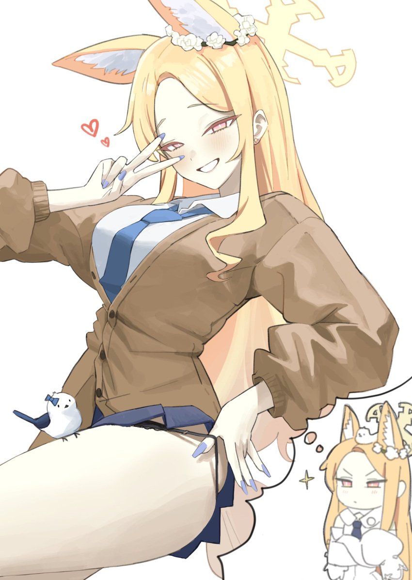 aged_up animal_ears big_breasts bird black_panties blonde_hair blue_archive blush halo highres lingerie_panties long_ears long_hair long_nails nails seia_(blue_archive) swamp_dolphinnn very_long_hair