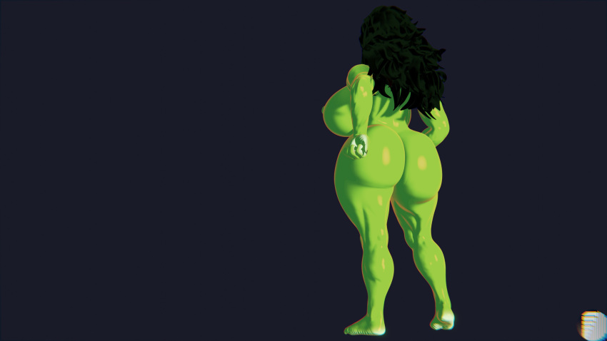 1girls 3d barefoot endless_(artist) endlessillusion female female_only green_skin huge_ass huge_breasts huge_butt marvel muscular_female seductive she-hulk solo thick_thighs