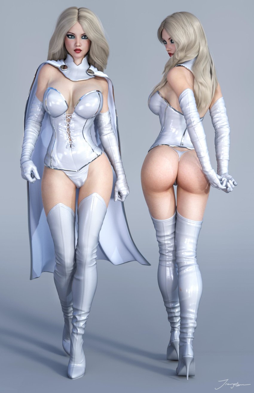 3d ass back_view big_ass big_breasts blonde_hair blue_eyes boots breasts busty cape cleavage corset curvaceous curvy emma_frost erect_nipples erect_nipples_under_clothes eyeshadow from_behind front_view gloves heels hellfire_club high_heel_boots high_heels large_breasts leather_boots lipstick long_hair looking_back makeup marvel marvel_comics mascara nipple_bulge nipples panties red_lips red_lipstick signature thick_ass thigh_boots thigh_high_boots thighhigh_boots thighhighs thighs thong tiangtam voluptuous white_cape white_corset white_gloves white_heels white_high_heels white_panties white_queen white_thighhighs white_thong x-men