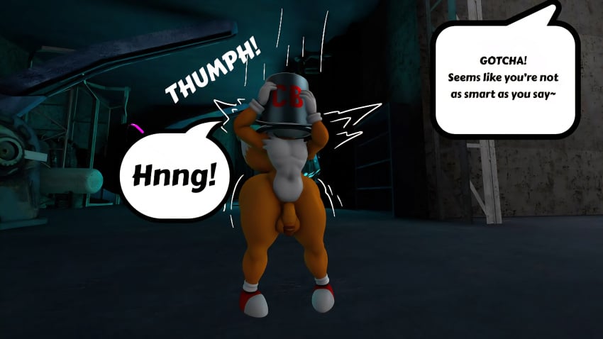 100acrew 1boy 1male 2025 3d 3d_(artwork) 3d_model anthro ass big_ass big_butt black_eyes blue_body bucket building chum_bucket chum_bucket_bucket_helmet dialogue effects facility femboy floating floating_object gloves grabbing grabbing_objec head_stuck hedgehog helmet inside_building metal_bucket miles_tails_prower mobian mobian_(species) running sega sfm small_balls small_penis solo sonic_(series) sound_effects source_filmmaker speech_bubble spongebob_squarepants stuck tails tails_the_fox text_bubble wide_ass wide_hips wide_thighs
