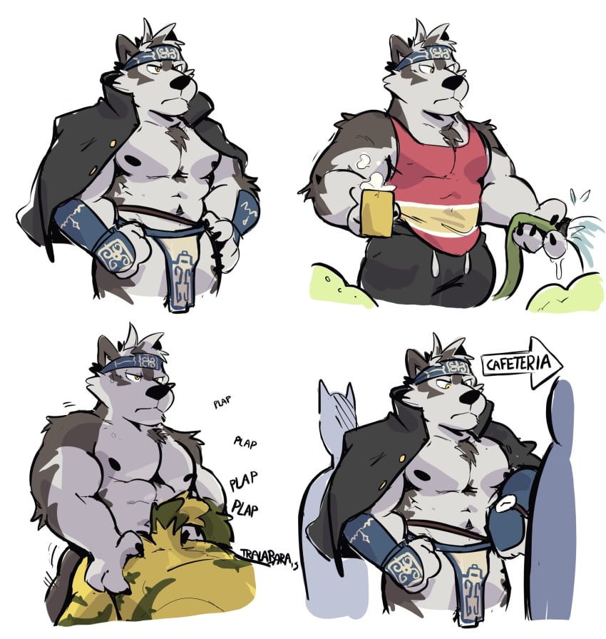 anal canid canine canis clothing felid gardening haps hi_res horkeukamui loincloth macan_(tokyo_afterschool_summoners) magan male male/male male_only mammal muscular muscular_male pantherine pecs resting_bitchface sex tiger tokyo_afterschool_summoners video_games wolf