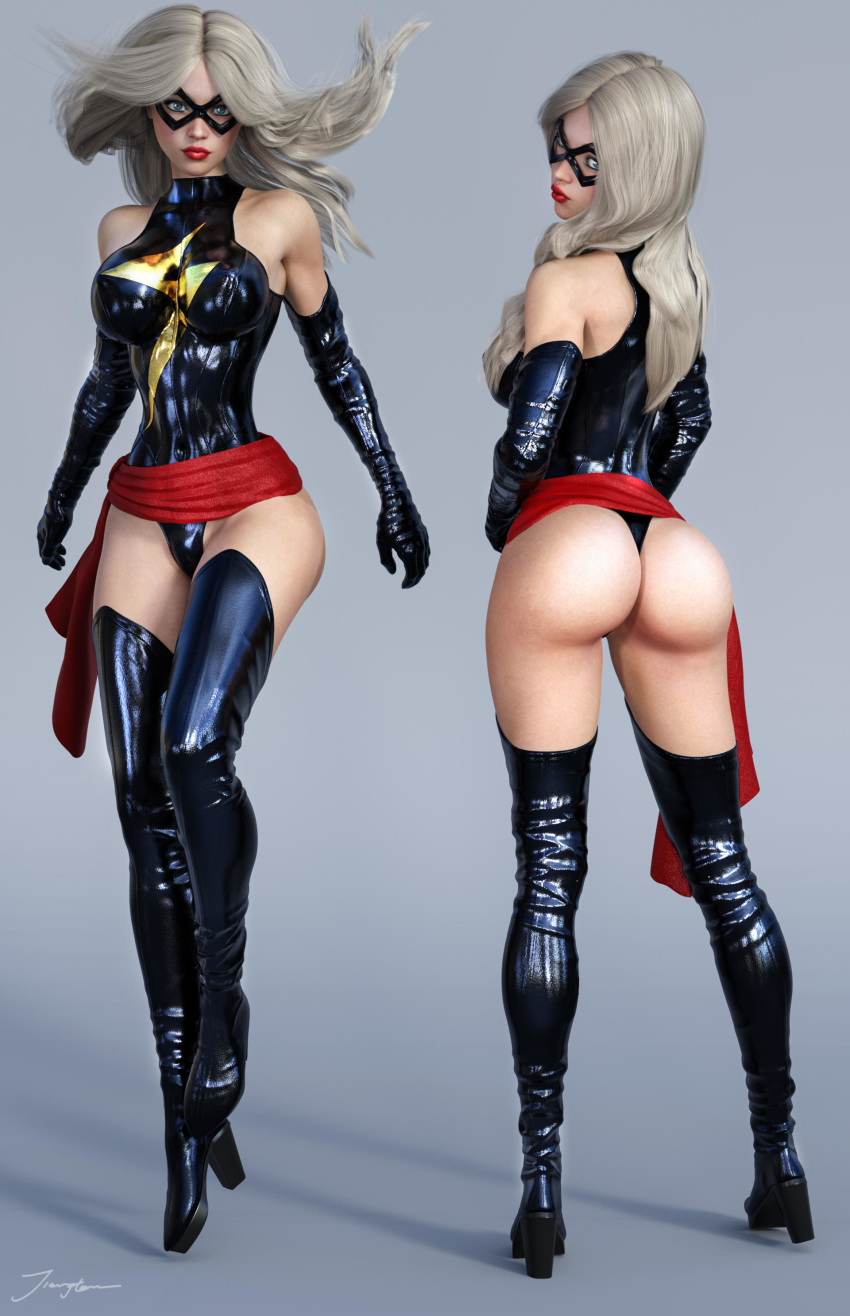 1girls 3d ass avengers back_view big_ass big_breasts bimbo black_gloves black_heels black_leotard black_thighhighs blonde_hair blue_eyes boots breasts busty carol_danvers curvaceous curvy dat_ass domino_mask erect_nipples erect_nipples_under_clothes eyeshadow female female_only flying from_behind front_view gloves heels high_heel_boots human large_breasts leather_boots leotard lipstick long_hair makeup marvel marvel_comics mascara mask ms._marvel ms._marvel_(carol_danvers) nipple_bulge nipples pinup puckered_lips red_lips red_lipstick red_sash sash signature solo standing superheroine thick_ass thigh_boots thigh_high_boots thighhigh_boots thighhighs tiangtam voluptuous