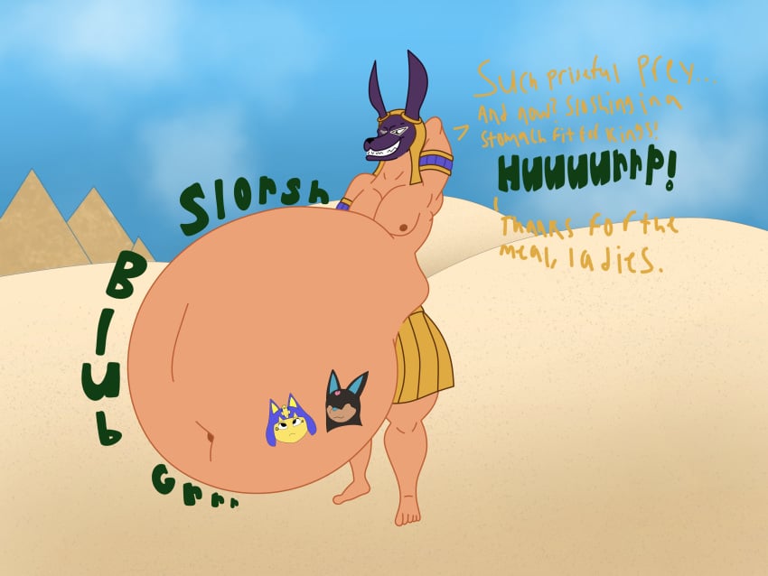 absurd_res after_vore animal_crossing animal_head animal_humanoid ankha_(animal_crossing) anthro anthro_on_anthro anthro_pred anthro_prey anubis_(jjba) anubis_(pal) areola areola_outline armband armwear artist_collaboration belly belly_overhang big_belly blub bottomwear bulge burping burping_while_talking canid canid_humanoid canine canine_humanoid canis clothed clothed_male clothed_pred clothing dark_body dark_fur deity demi_human desert desert_background detailed_background dialogue digested digestion digestion_noises domestic_cat egyptian egyptian_architecture egyptian_clothing egyptian_god egyptian_headdress fatal_vore felid feline felis female female_prey for_a_head full-length_portrait fur gold_headdress gold_headwear gold_skirt golden_clothing group growling hand_behind_back hand_behind_head hi_res huge_belly huge_burp human_skin humanoid humanoid_on_anthro humanoid_pred hurp implied_reformation jackal jackal_humanoid jojo&#039;s_bizarre_adventure light_body light_skin male male_pred mammal mammal_humanoid mandro22 motion_lines multicolored_body multicolored_fur multiple_prey muscular muscular_anthro muscular_humanoid muscular_male muscular_pred navel navel_outline nemes_(clothing) nintendo nipple_outline nipples obese obese_anthro obese_male onomatopoeia oral_vore overweight overweight_anthro overweight_male pal_(species) palworld pecs pocketpair portrait post-digestion post_digestion purple_body purple_fur pyramid reformation reigntheweremunk rumbling_stomach same_size same_size_vore satisfaction satisfied satisfied_look skirt slorsh slosh sloshing sloshing_belly smile sound_effects speech_bubble stand_(jjba) stomach_bulge talking_to_another talking_to_prey taunting teasing text three-quarter_portrait three-quarter_view trio unwilling_prey vore vore_tattoo white_body white_skin willing_pred willing_prey