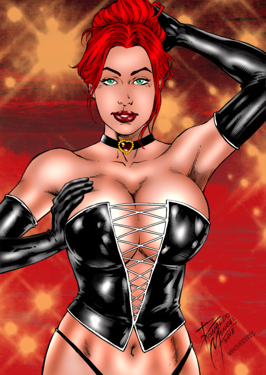 1girls 2018 armpits big_breasts black_queen breasts busty choker cleavage colorized corset female female_only g-string green_eyes hellfire_club highleg highleg_thong homo_superior huge_breasts human human_only jean_grey light-skinned_female light_skin lipstick long_gloves marvel navel red_hair ronaldo_mendes signature standing thong tied_hair winchester01 x-men