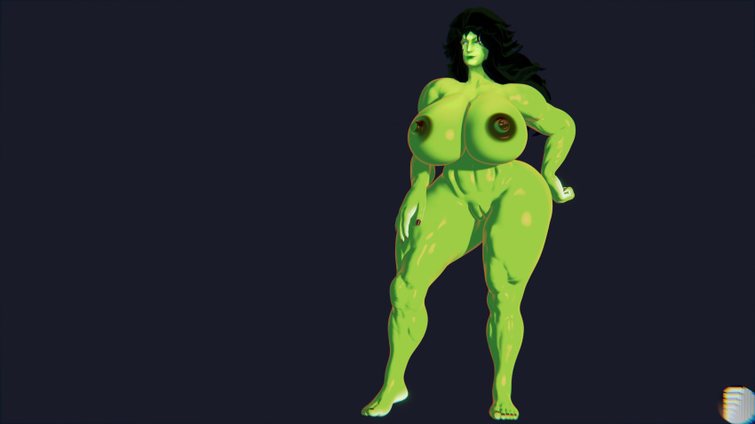 1girls 3d abs areolae barefoot big_areolae big_breasts black_background black_hair breasts endless_(artist) endlessillusion female female_only giant_breasts gigantic_breasts green_skin huge_areolae huge_breasts hulk_(series) legs marvel marvel_comics muscular muscular_female naughty_face nipples nude pussy seductive seductive_smile she-hulk smile solo thick_thighs thighs wide_hips