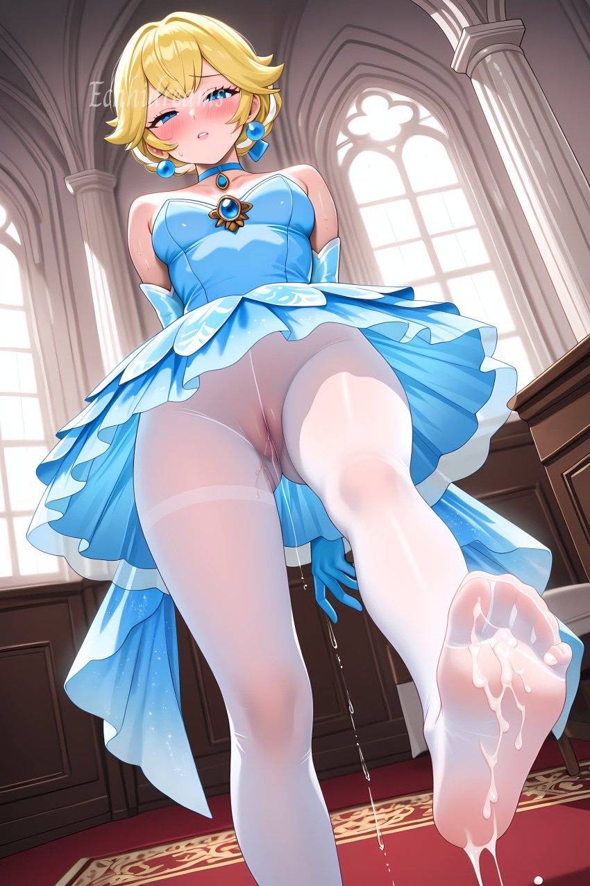 1girls 4k after_footjob blonde_hair blush cameltoe cum cum_drip cum_on_feet ecchidreams embarrassed feet feet_focus foot_fetish foot_focus heavy_breathing hi_res high_resolution leg_up legwear medium_breasts naughty_face nintendo pantyhose princess_peach pussy_juice pussy_juice_drip see-through see-through_clothing short_hair standing super_mario_bros. sweat upskirt white_legwear white_pantyhose