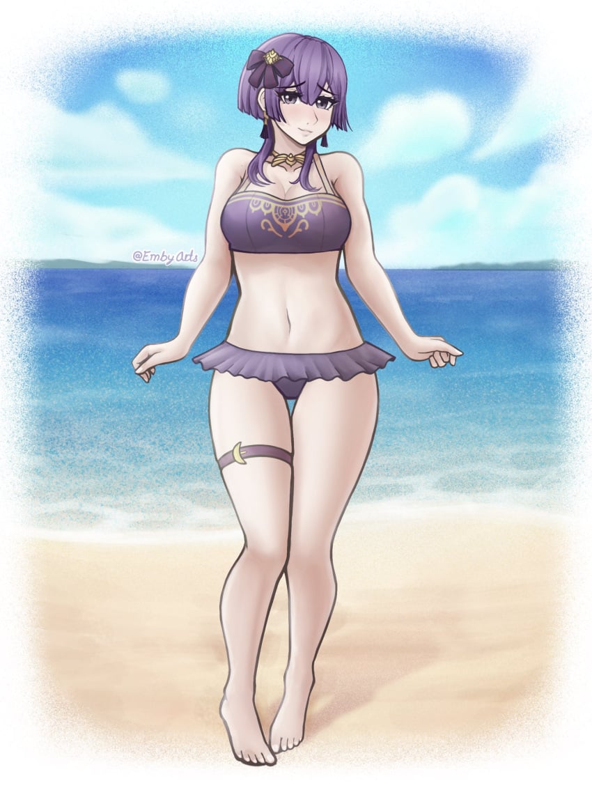 1girls alternate_costume bernadetta_von_varley bikini embyarts female female_only fire_emblem fire_emblem:_three_houses nintendo post-timeskip purple_bikini purple_swimsuit solo swimsuit