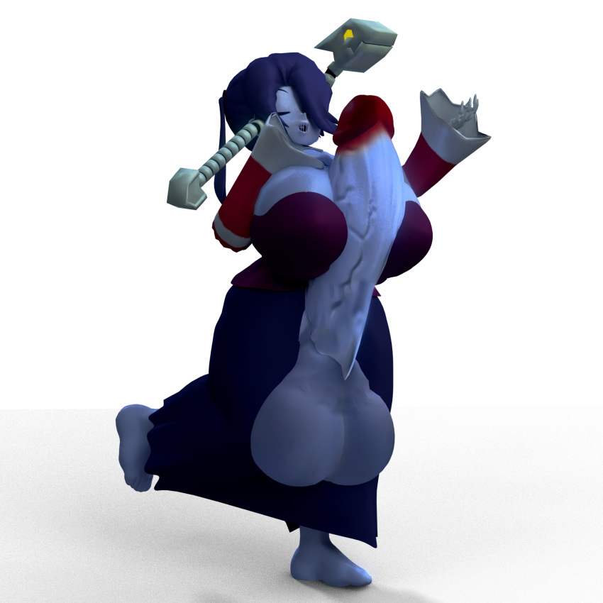 3d 3d_(artwork) big_balls big_breasts big_penis blender closed_eyes dress dressed foot_up futa_only futanari hand_on_breast hand_up huge_breasts hyper_balls hyper_penis intersex leviathan_(skullgirls) opera singing skullgirls squigly stitched_mouth thatonefoxy thick thick_thighs voluptuous