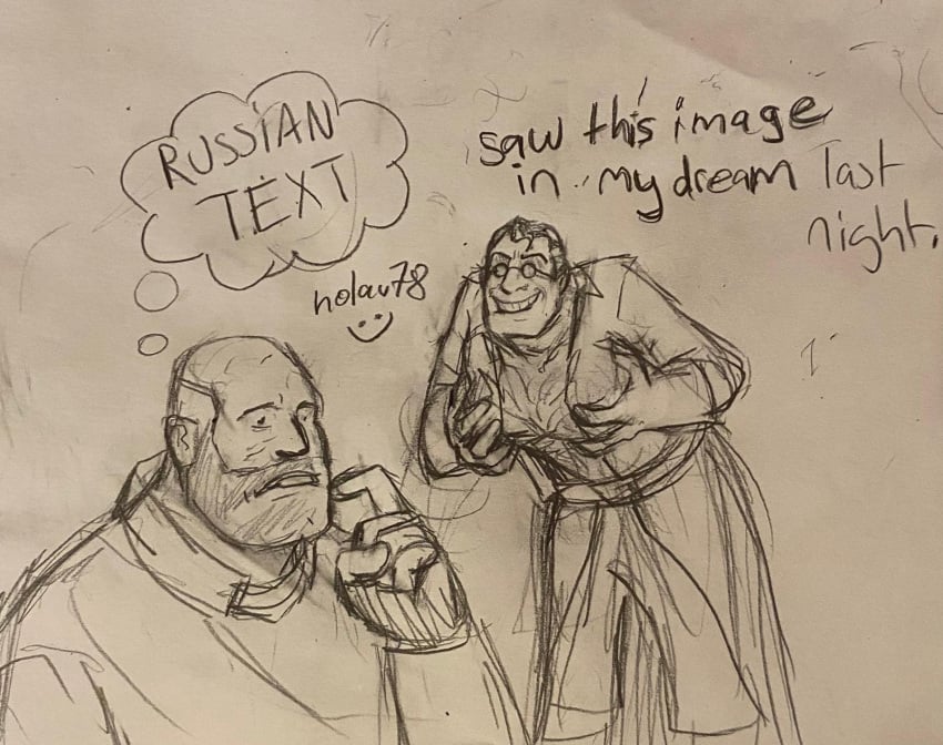 evil_smile grabbing_own_breast heavy_weapons_guy holau78 male_only medic_(team_fortress_2) mega_milk_(meme) older_male self_upload sketch tagme team_fortress_2 traditional_art