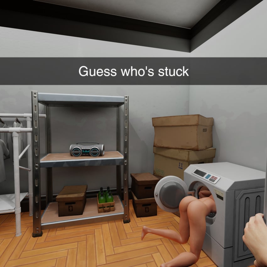 doggy_style fortnite sneaky spying stuck stuck_in_object stuck_in_washing_machine washing_machine white_girl