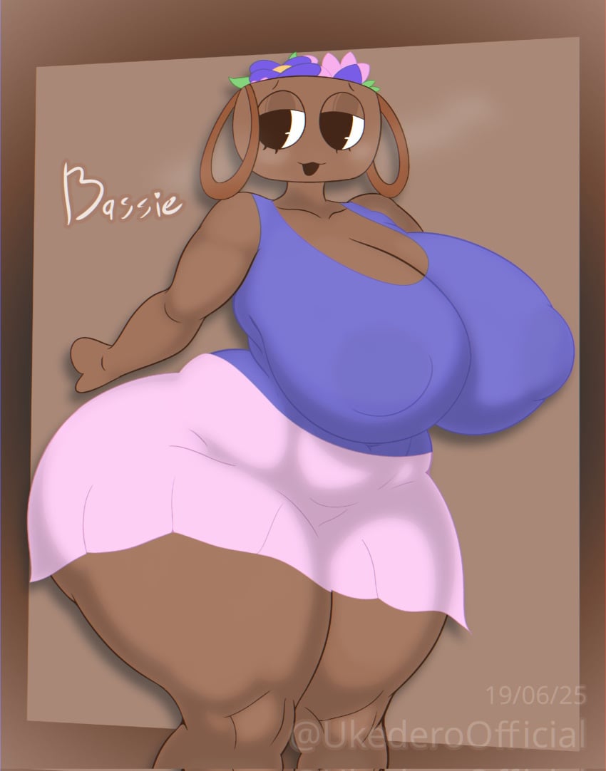 1girls alternate_version_available bassie_(dandy&#039;s_world) breasts clothed clothed_female curvaceous curvy dandy&#039;s_world female female_only large_breasts open_mouth open_smile roblox smile solo solo_female ukederoofficial