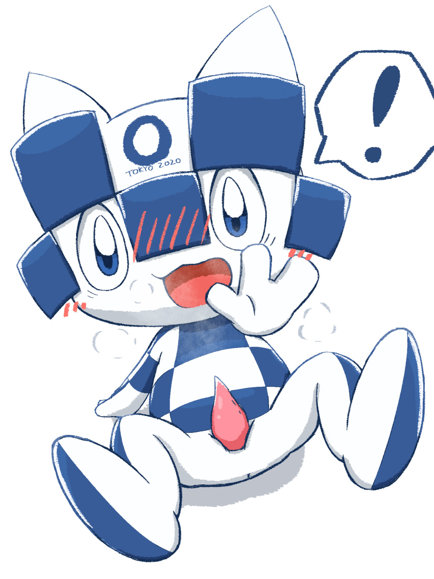 2019 2020_tokyo_olympic animal_genitalia animal_penis anthro anus blush erection hi_res male male_only mascot miraitowa olympics open_mouth penis rokesys tapering_penis