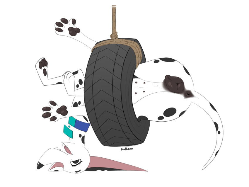 101_dalmatian_street 2019 4:3 anatomically_correct animal_genitalia animal_pussy anus black_anus black_pawpads black_pussy canid canine canine_pussy canis collar dalmatian delilah_(101_dalmatians) domestic_dog female female_feral feral halbean mammal open_mouth pawpads pussy simple_background solo spots tire_swing white_background