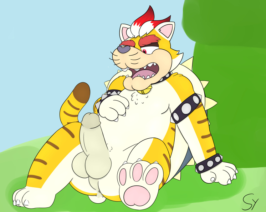 absurd_res balls bowser collar domestic_cat felid feline felis furry hi_res humanoid_penis invalid_tag koopa male male_only mammal mario_(series) meowser nintendo penis scalie sketchy_yvun solo solo_male super_mario_3d_world video_games