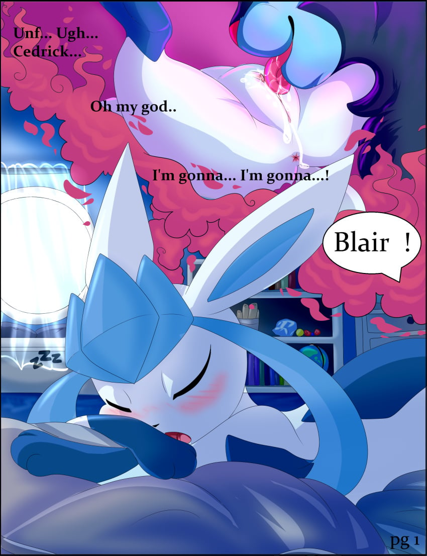 1girls 2019 absurd_res ambiguous_gender anus ass blairtheglaceon bodily_fluids cedricktheluxray clitoris closed_eyes comic cunnilingus detailed_background digital_media_(artwork) dream dripping duo eeveelution english_text female feral garruuk genital_fluids glaceon hi_res inside luxray mammal nintendo open_mouth oral original_character pokémon_(species) pokemon pokemon_(species) pokemon_dppt pokemon_mystery_dungeon pussy pussy_juice sleeping spread_legs spreading text vaginal_penetration video_games wet_dream