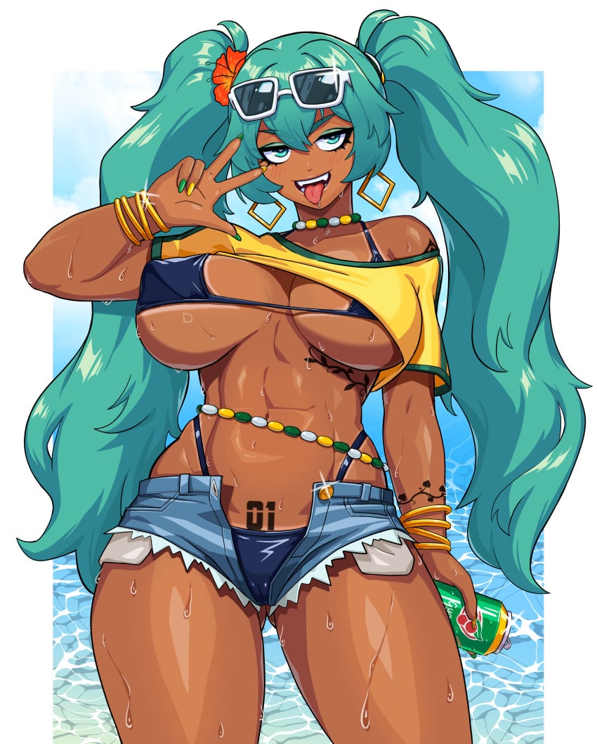 1girls ass big_ass big_breasts big_thighs bikini brazil brazilian brazilian_female brazilian_miku breasts busty cyan_eyes cyan_hair f.b.w female female_focus female_only hatsune_miku hourglass_figure huge_ass huge_thighs latin_american_hatsune_miku_(meme) long_hair looking_at_viewer shirt shorts solo tagme tan tan_body tan_skin thick_hips thick_thighs thighs twintails vocaloid wide_hips yellow_shirt