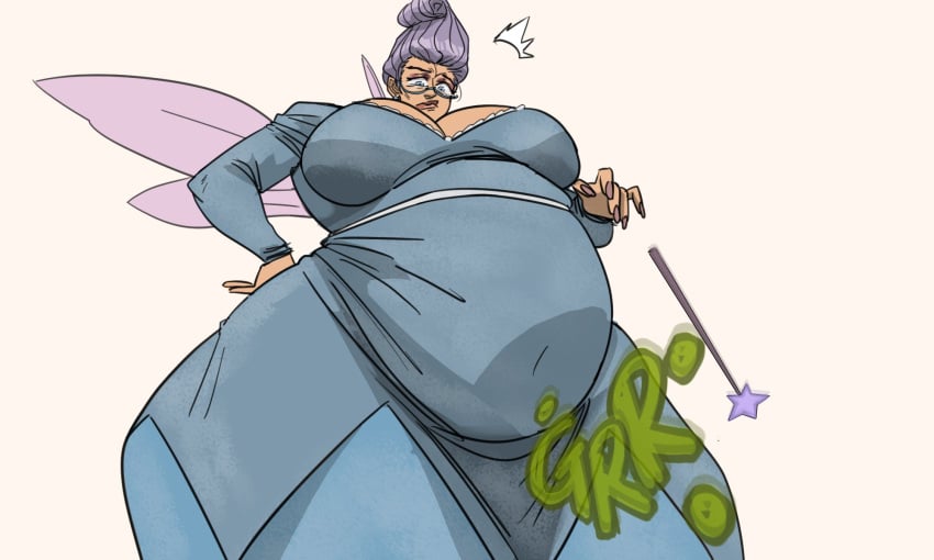 big_belly big_breasts curvaceous dreamworks fairy_godmother_(shrek) kirathepenguin older_female rumbling_stomach shrek_(series) shrek_2_(2004)