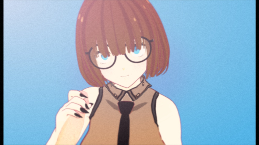 1boy 1girls 3d :o big_penis blue_eyes brown_hair glasses handjob mmd retro retro_artstyle smile