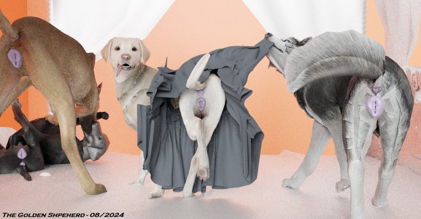 3d_(artwork) alaska animal_genitalia animal_pussy anthro anus ass bed bird_dog bottomwear canid canine canine_genitalia canine_pussy canis ciera clothed clothing clothing_lift crossed_legs digital_media_(artwork) domestic_dog female female/female feral french_kissing fur furniture genitals great_dane group group_nudity group_picture hi_res hunting_dog husky in_heat kissing labrador looking_at_another looking_at_viewer mammal mastiff molosser nordic_sled_dog paws pinup pose presenting presenting_anus presenting_hindquarters presenting_pussy pussy raised_tail retriever skirt skirt_lift spitz tail teasing teasing_viewer thegoldenshepherd tongue tongue_out yuri