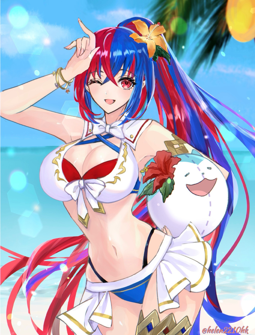 alear_(female)_(fire_emblem) alear_(female)_(seaside_dragon)_(fire_emblem) alear_(fire_emblem) alternate_costume alternate_hairstyle blue_bikini blue_swimsuit breasts female female_only fire_emblem fire_emblem_engage fire_emblem_heroes helen_(helen2210hk) nintendo official_alternate_costume official_alternate_hairstyle open_mouth red_bikini red_swimsuit solo swimsuit white_bikini white_swimsuit