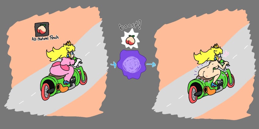 !? 1girls accidental_exposure ass ass_focus assisted_exposure blonde_hair blonde_hair_female blue_eyes blush butt_focus comic crown crown_only dash_food earrings earrings_only embarrassed embarrassed_naked_female embarrassed_nude_female enf exposed_ass exposed_butt female food magic mario_(series) mario_kart mario_kart_world motorcycle naked nintendo nude outdoor_nudity outdoors outside outside_nudity peach_(fruit) princess_peach public public_nudity road shoes shoes_only suddenly_naked suslaundry