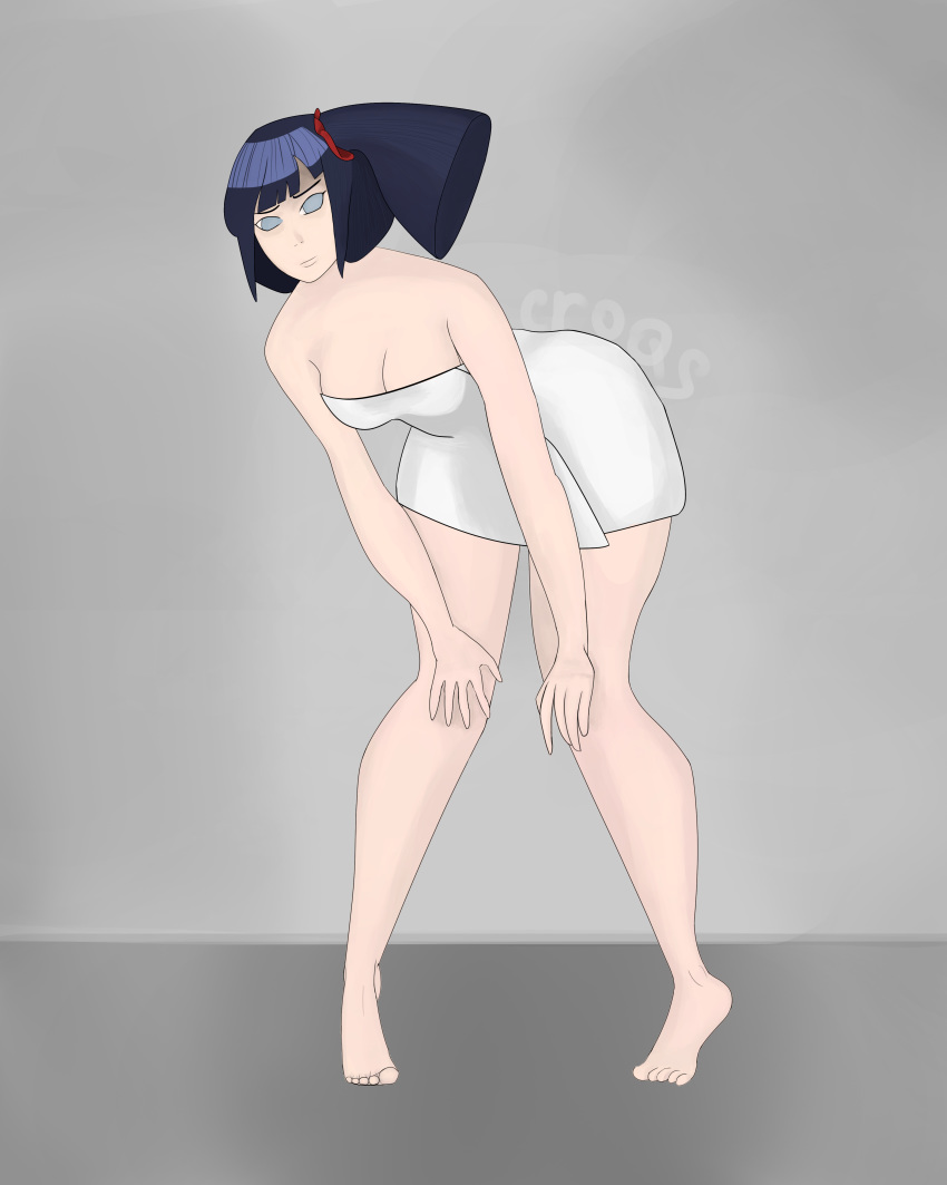 1girls bath big_breasts big_butt boruto:_naruto_next_generations breasts confusion croqs feet female human hyuuga_hinata legs naruto naruto_(series) naruto_shippuden solo toes towel