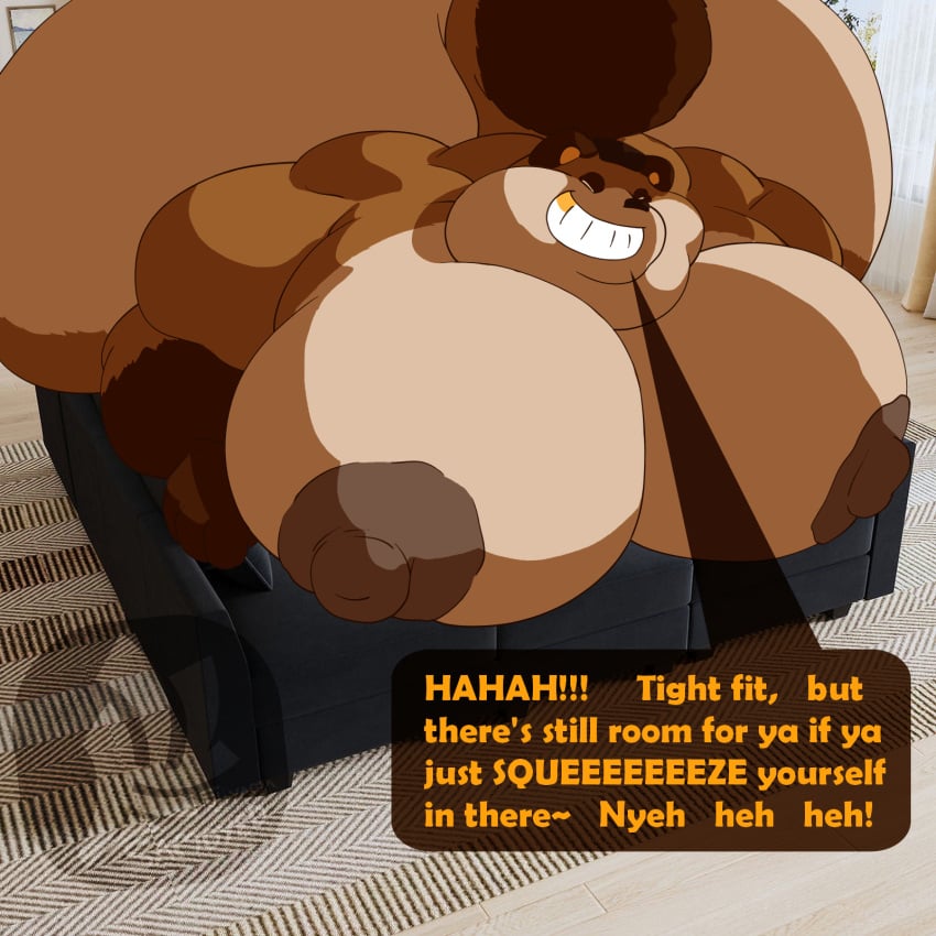 1:1 anthro ass bed_couch_meme big_butt big_moobs big_nipples brown_body brown_fur canid canine cel_shading countershading draw_over english_text fujiyama_samoyed fur furniture gold_(metal) gold_tooth grin hi_res huge_butt huge_moobs huge_nipples humor hyper hyper_butt hyper_moobs hyper_nipples kemono libra_(fujiyamasamoyed) looking_at_viewer male mammal meme moobs morbidly_obese morbidly_obese_anthro morbidly_obese_male nipples obese obese_anthro obese_male overweight overweight_anthro overweight_male penetration photo_background photography_(artwork) raccoon_dog ridiculous_fit shaded simple_background size_difference smile sofa solo stock_image sumo tail tanuki text watermark wide_grin