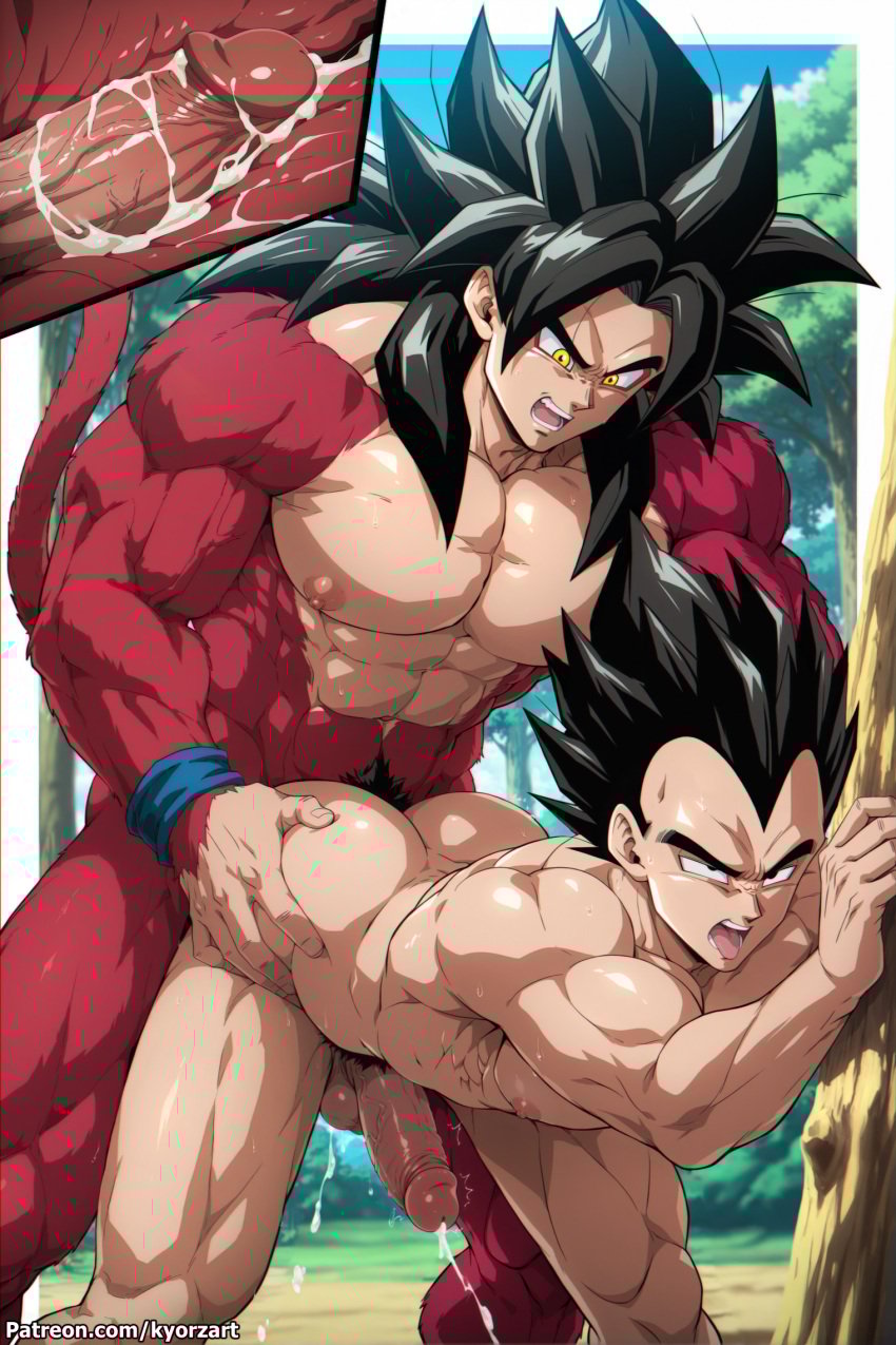 2boys age_difference ai_generated anal anal_sex black_hair dragon_ball dragon_ball_gt dragon_ball_z erection gay kyorzart light-skinned_male light_skin male male_penetrated male_penetrating male_penetrating_male muscular muscular_male penis rivals sex son_goku spiky_hair super_saiyan super_saiyan_4 toned toned_body toned_male vegeta yaoi