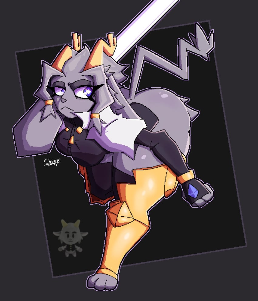 big_ass big_breasts big_butt big_thighs big_titties breasts chuyy clothing curvaceous curvaceous_female curvaceous_figure curvy curvy_figure curvy_hips female female_focus female_only furry furry_female furry_only gray_fur pseudoregalia short_hair sybil_(pseudoregalia)