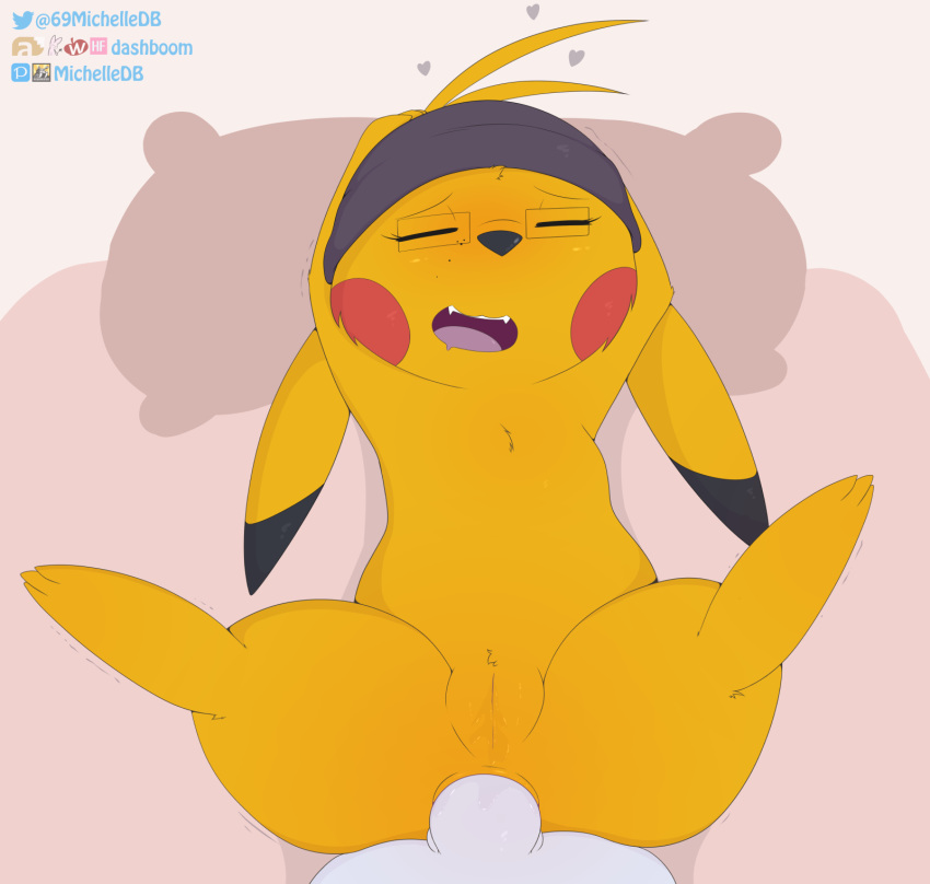 2019 anal anal_sex anus black_nose blush cosplay_pikachu dashboom ears_down eyelashes eyewear female female_focus female_penetrated feral first_person_view freckles glasses hi_res long_ears looking_pleasured lying male male_penetrating male_pov michelle_(dashboom) moan nintendo on_back open_mouth original original_character penetration penis pikachu pivoted_ears pokémon_(species) pokemon pokemon_rgby pov pussy spread_legs spreading straight teeth tongue video_games